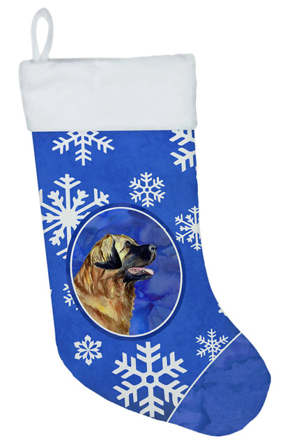 Dog and Winter Snowflakes Christmas Stocking