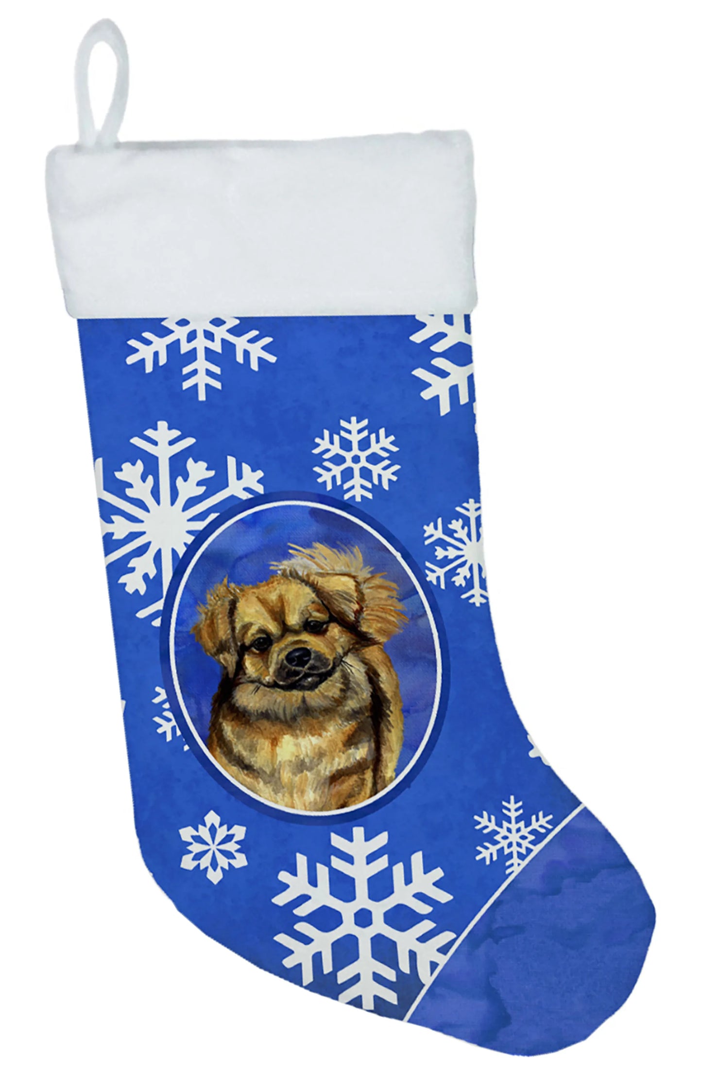 Dog and Winter Snowflakes Christmas Stocking