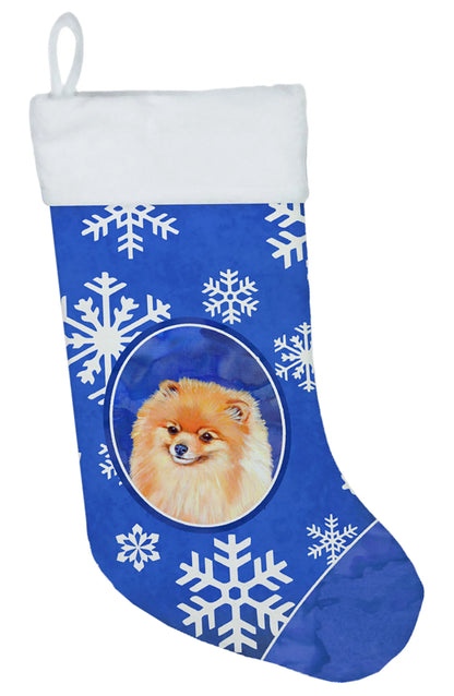 Dog and Winter Snowflakes Christmas Stocking