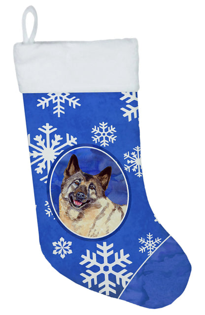 Dog and Winter Snowflakes Christmas Stocking