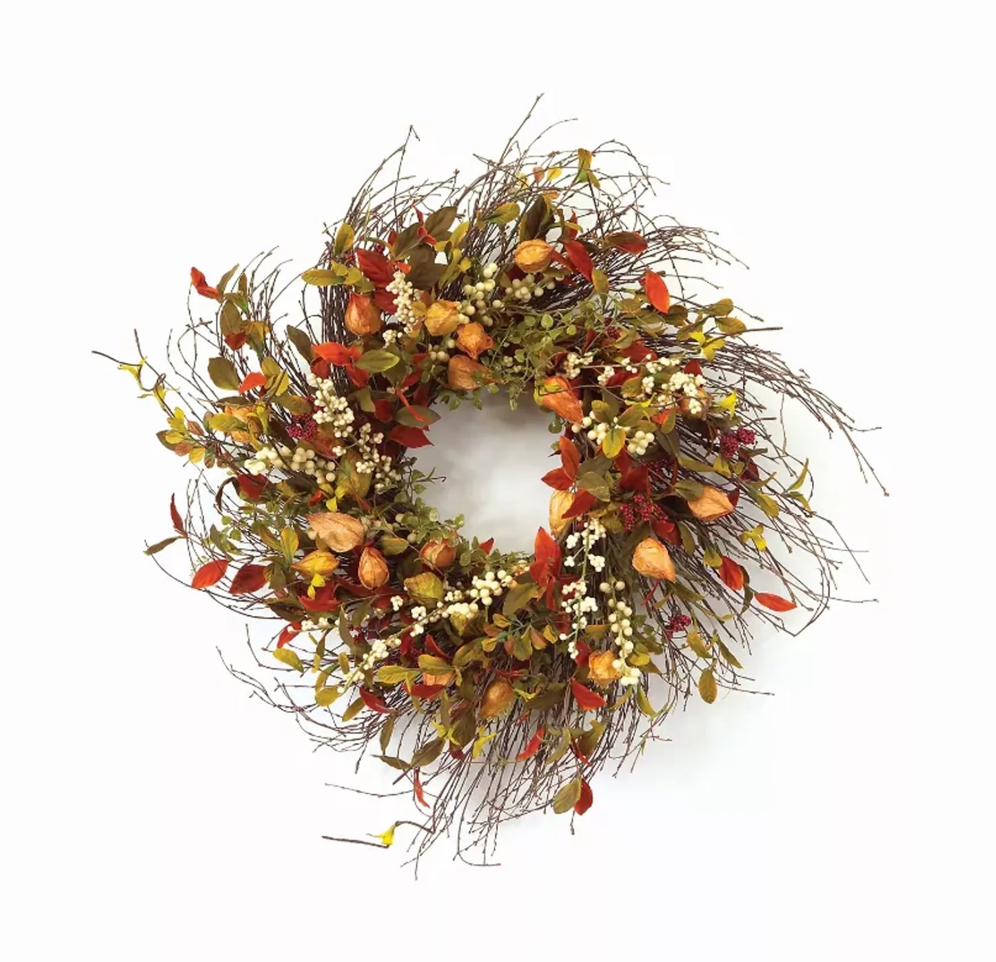 Cape Gooseberry Wreath 20"D Twig/Fabric