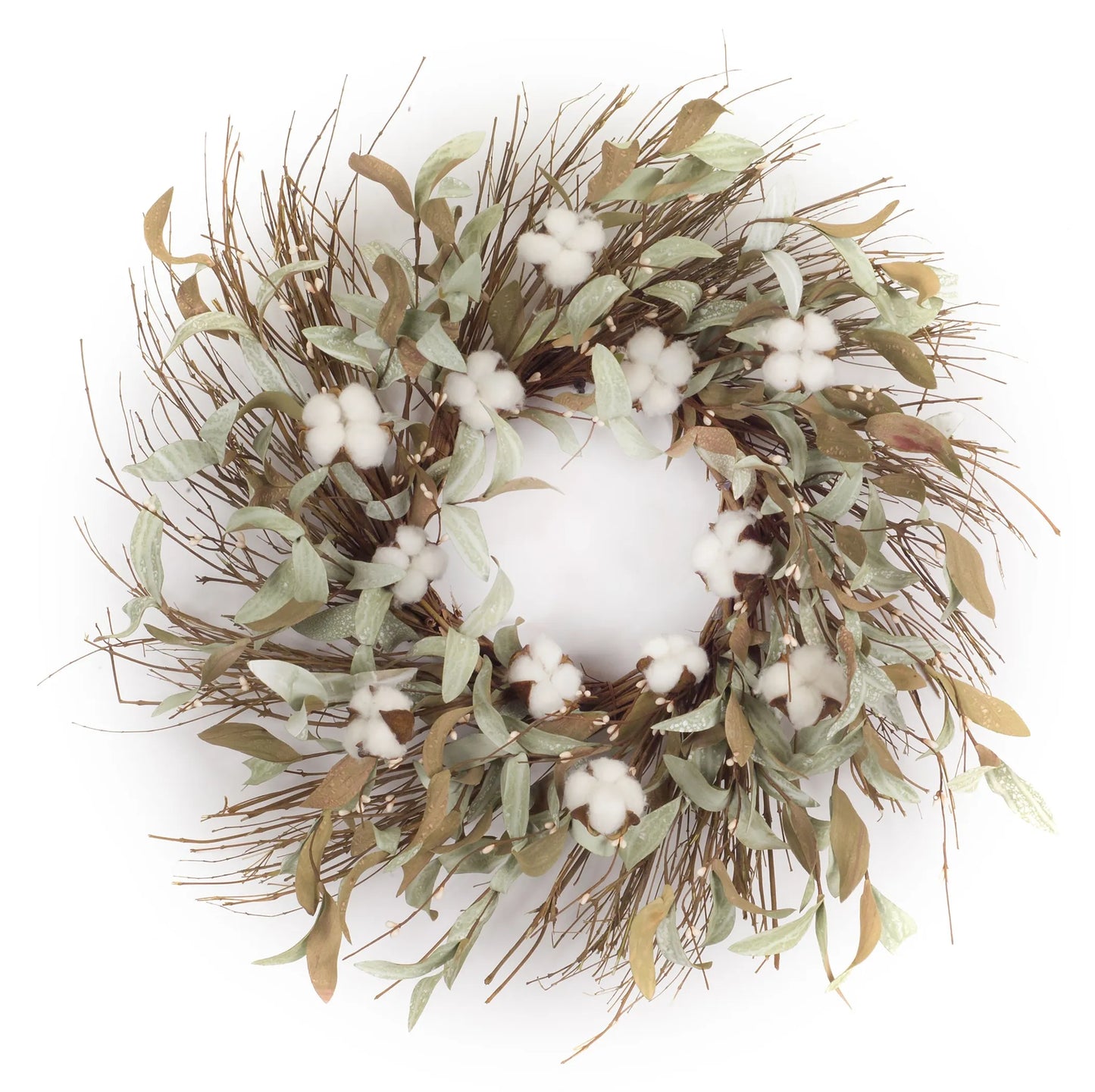 Cotton/Leaf Wreath 28"D EVA