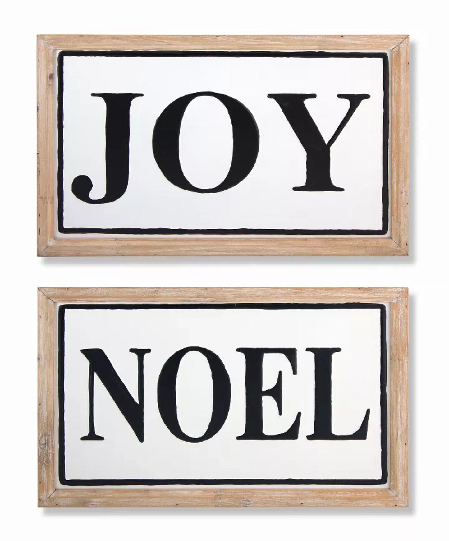 Noel and Joy Sign (Set of 2) 16.75"L x 10.5"H Wood/Iron