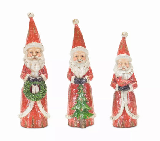 Santa (Set of 3) 8.5"H, 9.75"H, 10.25"H Resin