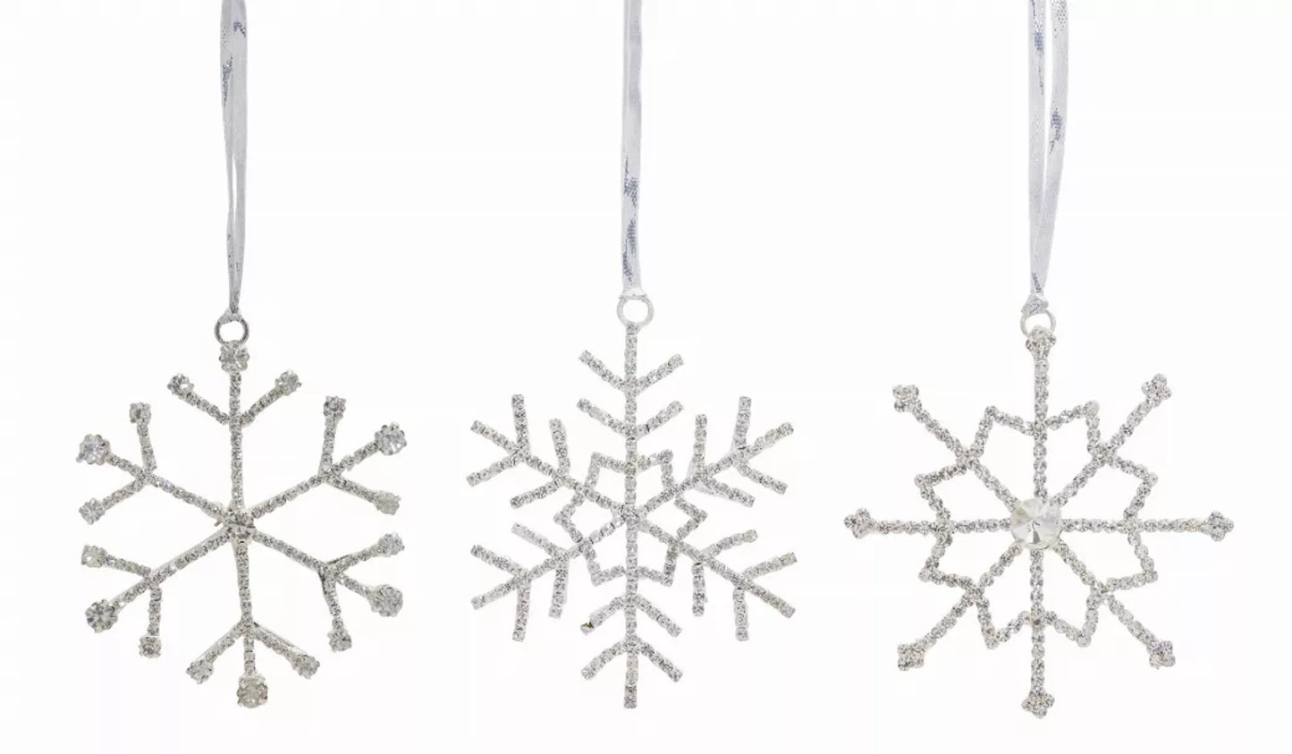 Jewel Snowflake (Set of 12) 3.5"H Iron/Glass