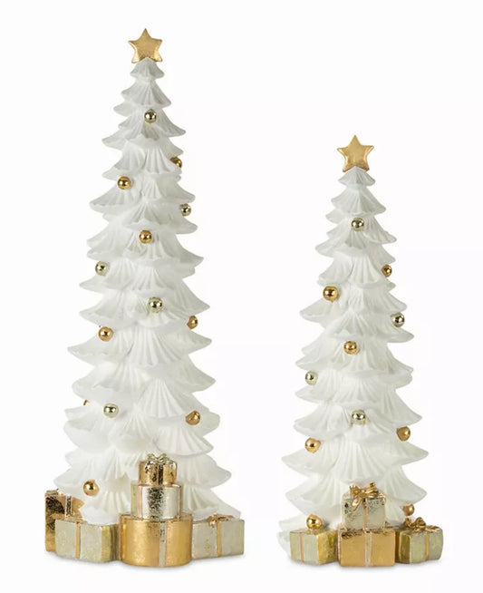 Tree with Packages (Set of 2) 17"H, 21"H Resin