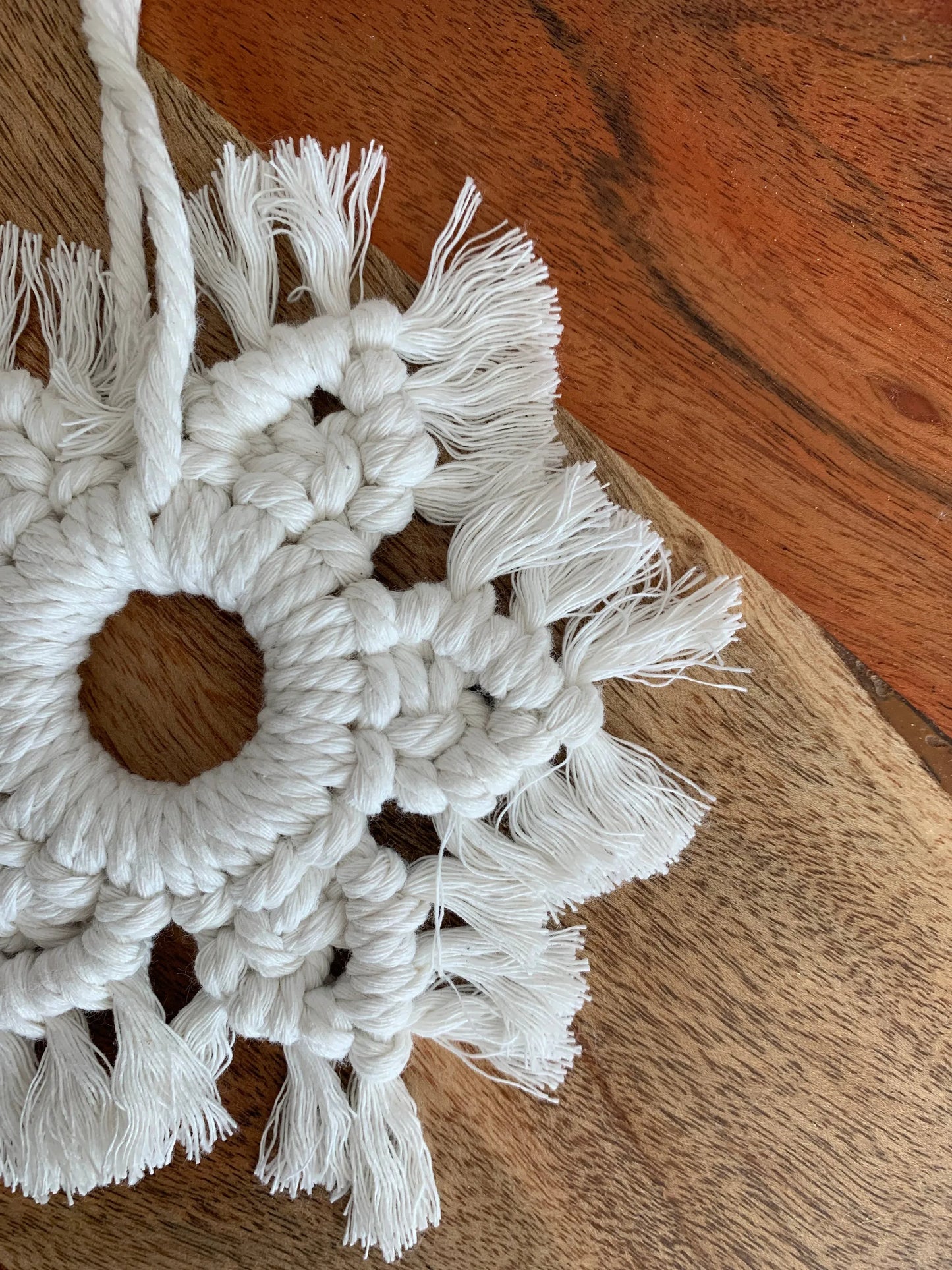 Christmas Ornament- Handwoven Macrame Snowflake