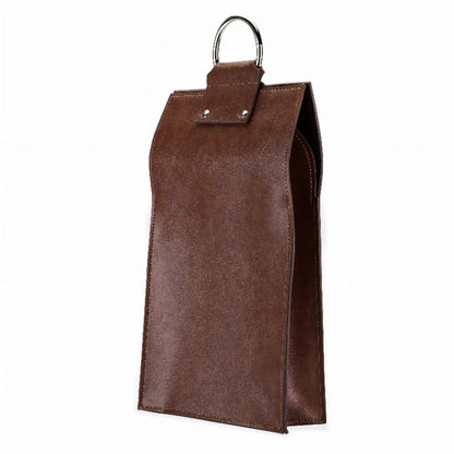 Brown Faux Leather Double-Bottle Wine Tote By Viski