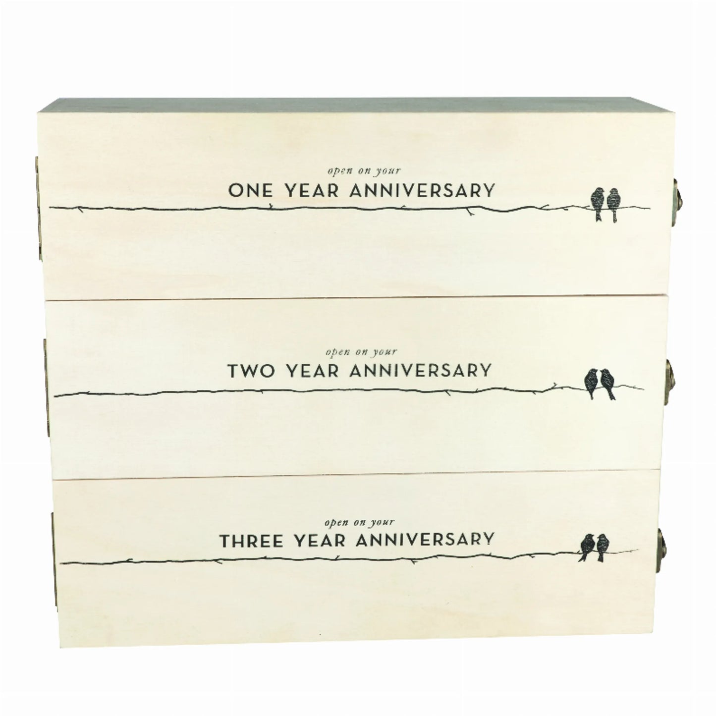 Newlywed'S Anniversary Wooden Wine Box By Twine