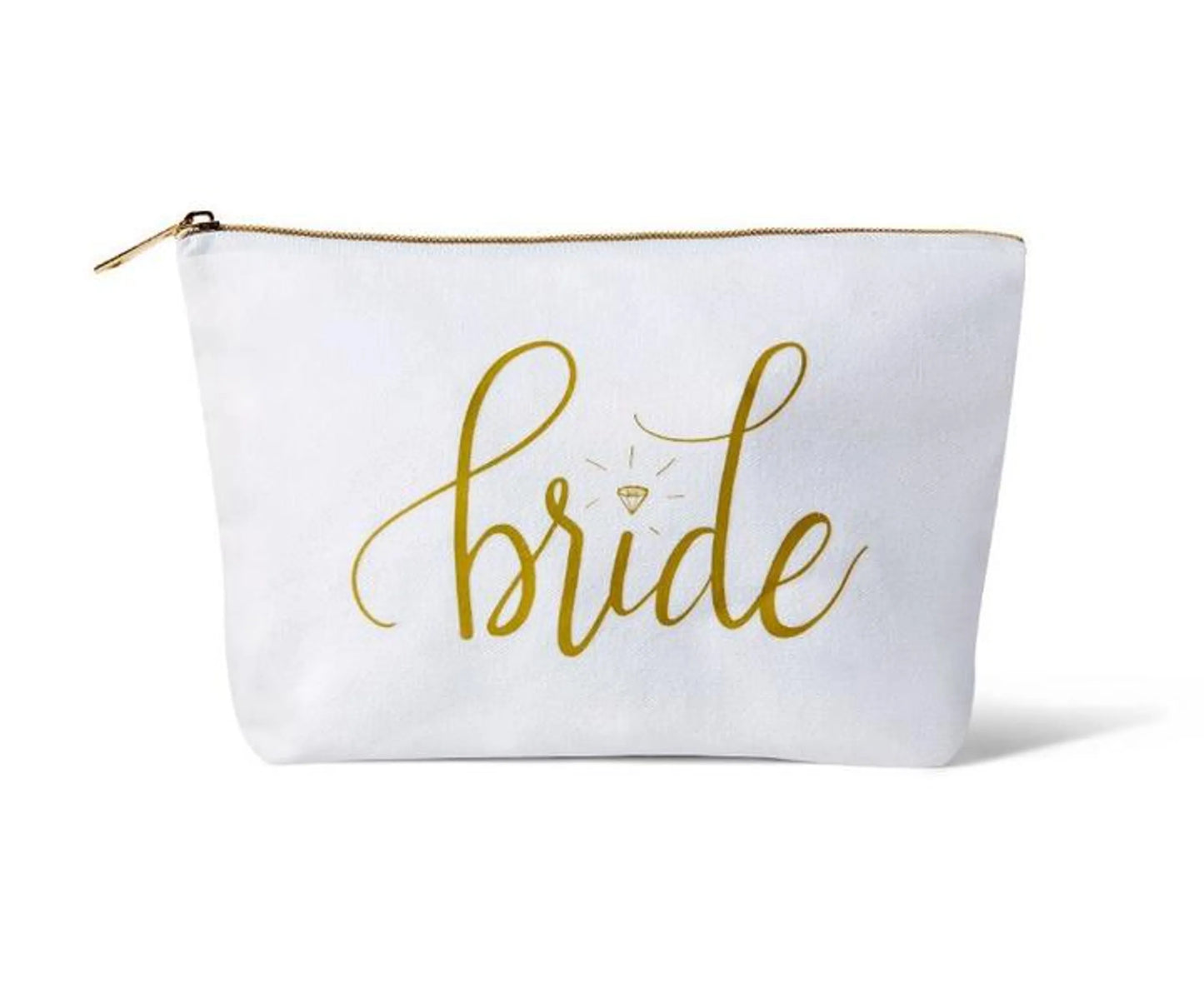 White/Gold Bride Makeup Bag in Canvas