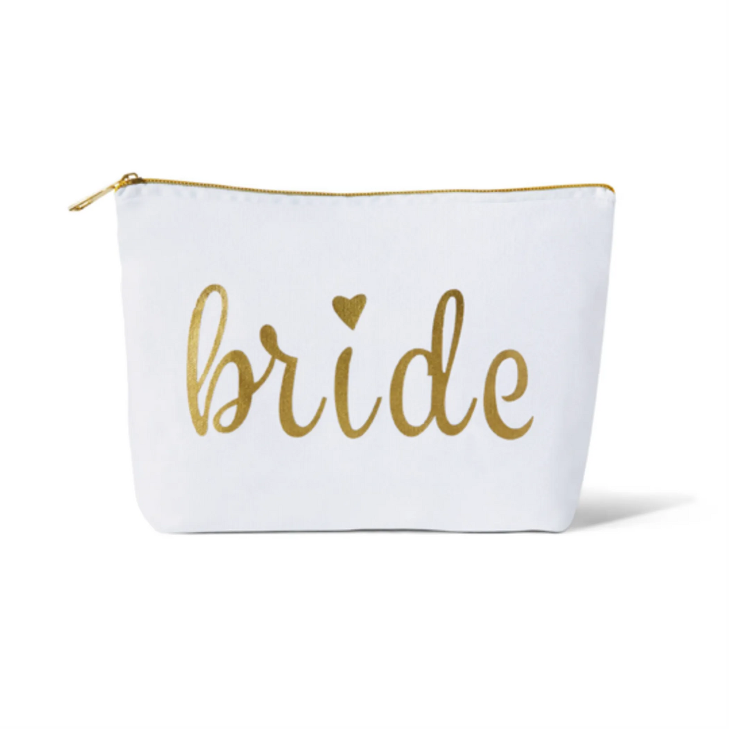 White/Gold Bride Makeup Bag in Canvas